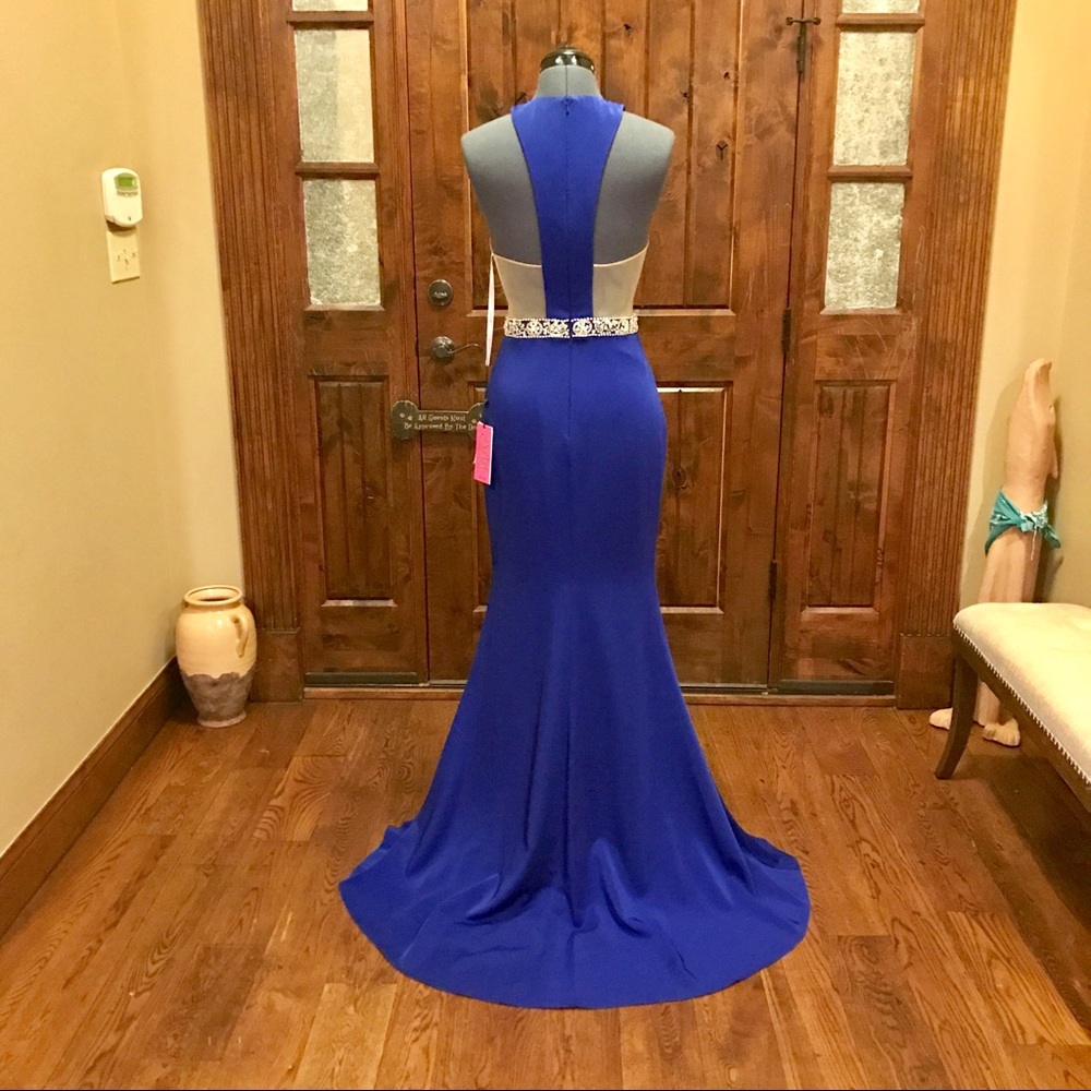 🔥JVN Jovani Royal Blue Illusion Fitted Dress! - Picture 4 of 8